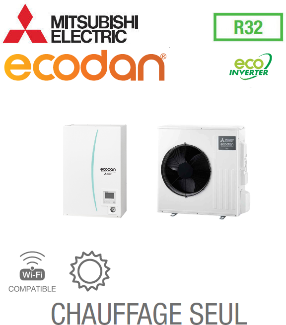 Notice d'utilisation, manuel d'utilisation et mode d'emploi Mitsubishi Ecodan CHAUFFAGE SEUL SPLIT HYDROBOX R32 EHSD-VM2D + SUZ-SWM40VA   