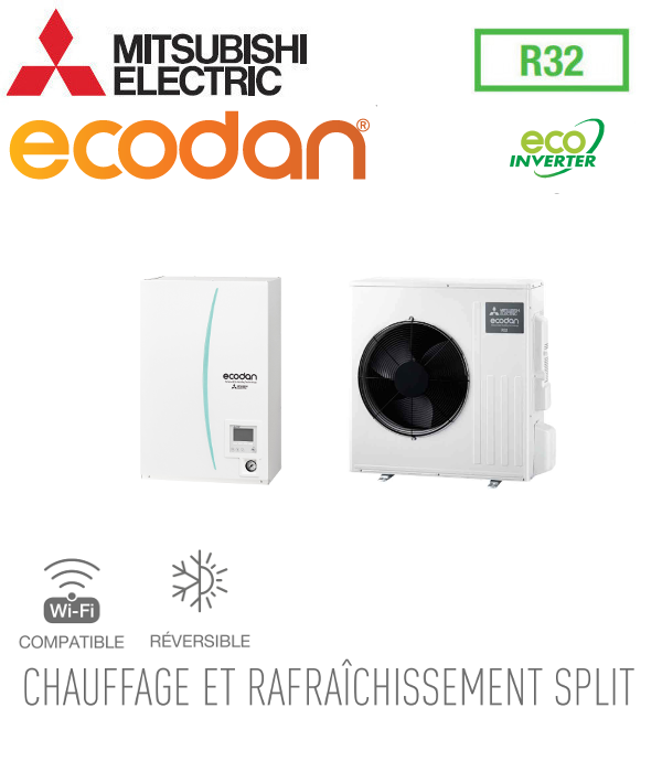 Notice d'utilisation, manuel d'utilisation et mode d'emploi Mitsubishi Ecodan Réversible SPLIT HYDROBOX mural R32 ERSD-VM2D + SUZ-SWM40VA   