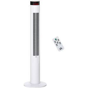 Homcom Ventilatore a Torre con 3 Velocità 4 Modalità, 45W, Timer 12h, Ventilatore a Colonna con Oscillazione 70°, Pannello LED e Telecomando, Bianco