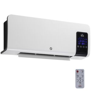 Homcom Termoventilatore da Parete Oscillatorio per Casa e Ufficio con Timer 24h e 2 Modalità di Riscaldamento, 54.5x12x21.5 cm, Bianco