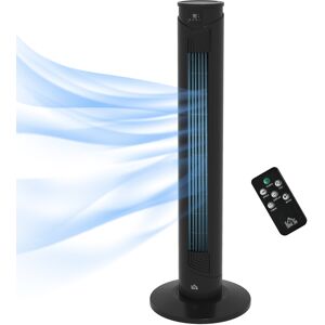 Homcom Ventilatore a Torre 45W a 4 Modalità e 3 Velocità con Timer da 12h, in ABS, Ø31.5x93 cm, Nero