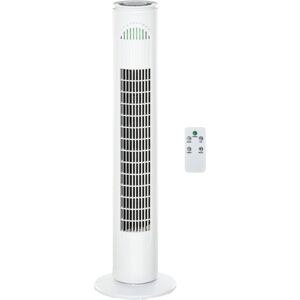 Homcom Ventilatore a Torre 45W a 3 Modalità e 3 Velocità con Timer da 10h, in ABS, Ø22 x 77A cm, Bianco