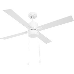 Homcom Ventilatore da Soffitto con Luce LED, 3 Velocità e Motore Reversibile, Ø130cm, Bianco e Legno