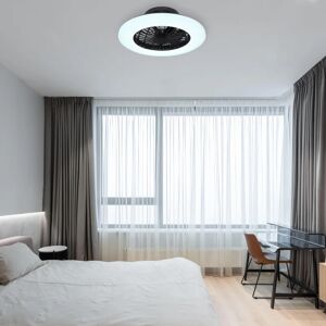 Globo Ventilatore da soffitto TRAVO, nero, Ø 50 cm, dimmerabile,  IP20