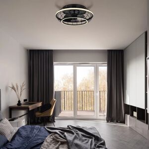 Globo Ventilatore da soffitto LEONHARD, nero, Ø 50 cm, dimmerabile,  IP20