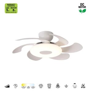 MANTRA Ventilatore da soffitto FLOWER, bianco, Ø 50 cm, CCT, dimmerabile,  IP20