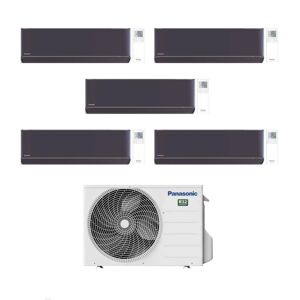 Panasonic Climatizzatore Penta Split Etherea Dark 9+9+9+9+9 con CU-5Z90TBE Inverter R-32 Wi-Fi Classe A++