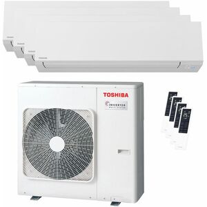 Condizionatore Toshiba Shorai Edge White Quadri Split 5000+7000+9000+16000 Btu Inverter A++ Wifi Unità Esterna 8 Kw (RAS-4M27G3AVG-E/RAS-M05G3KVSG-E_1/RAS-B07G3KVSG-E_1/RAS-B10G3KVSG-E_1/RAS-B16G3KVSG-E_1)