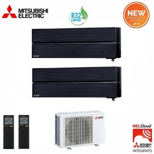 Climatizzatore Condizionatore Mitsubishi Electric Dual Split Inverter Msz-Ln Kirigamine Style Onice Nero R-32 12000+12000 Con Mxz-2f53vf Wi-Fi New 12+12