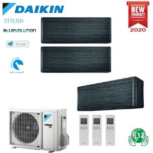 Climatizzatore Condizionatore Daikin Bluevolution Trial Split Inverter Stylish Blackwood R-32 Wi-Fi 7000+12000+12000 Con 3mxm52n - 7+12+12 - New Real Blackwood