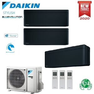 Climatizzatore Condizionatore Daikin Bluevolution Trial Split Inverter Stylish Black R-32 Wi-Fi 7000+7000+15000 Con 3mxm52n - 7+7+15 - New Total Black