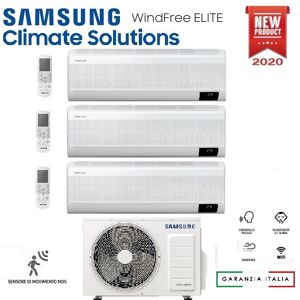 Climatizzatore Condizionatore Samsung Inverter Trial Split Windfree Elite + Avant 7000+7000+18000 Con Aj068txj R-32 Classe A++ Wifi - New 7+7+18