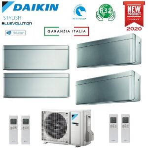 Climatizzatore Condizionatore Daikin Bluevolution Quadri Split Inverter Stylish Silver R-32 Wi-Fi 7000+7000+7000+18000 Con 4mxm80n 7+7+7+18 New Total Silver Ftxa-Bs