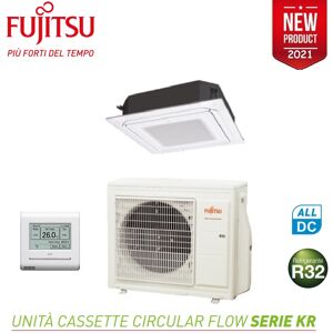 Climatizzatore Condizionatore Fujitsu Split Cassetta Kr Circular Flow Inverter Auxg30krlb 30000 Btu Monofase Con Filocomando E Griglia Inclusi Bianco