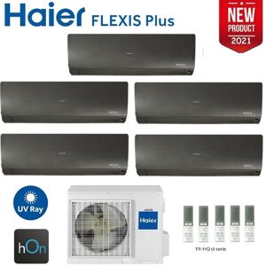Climatizzatore Condizionatore Haier Penta Split Inverter Flexis Plus Black R-32 7000+7000+7000+7000+7000 Con 5u90s2sr3fa Wi-Fi Hon - New 7+7+7+7+7