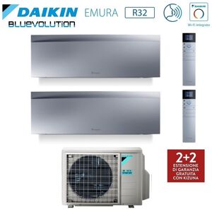 Climatizzatore Condizionatore Daikin Dual Split Inverter Serie 3 Ftxj R-32 Emura Iii Argento Bluevolution 7000+9000 Con 2mxm40n9 Wi-Fi Incluso - New -7+9