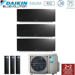 Climatizzatore Condizionatore Daikin Trial Split Inverter Serie 3 Ftxj R-32 Emura Iii Nero Bluevolution 9000+12000+12000 Con 3mxm68n9 Wi-Fi Incluso - New -9+12+12