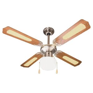 Tecnomat VENTILATORE DA SOFFITTO 4 PALE Ø 107 cm MARRONE CON RATTAN LUCE E COMANDO A CORDICELLA