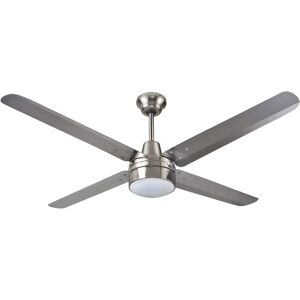 Tecnomat VENTILATORE DA SOFFITTO 4 PALE Ø 140 cm CON LUCE E COMANDO A MURO ACCIAIO INOSSIDABILE