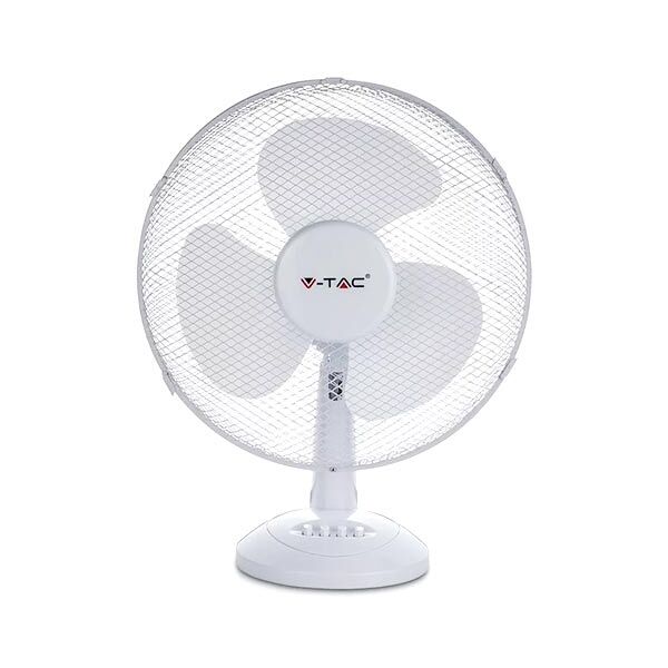 v-tac vt-4017-3 ventilatore da scrivania oscillante 40w 16 da tavolo 3 pale in plastica colore bianco ip20 - sku 7925