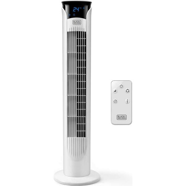 black & decker bxeft48e ventilatore a colonna torre senza pale 3 velocità oscillante con telecomando e timer colore bianco - bxeft48e