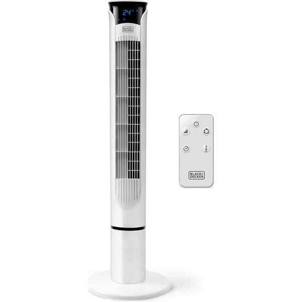 black & decker bxeft49e ventilatore a colonna torre senza pale 3 velocità oscillante con telecomando e timer colore bianco - bxeft49e
