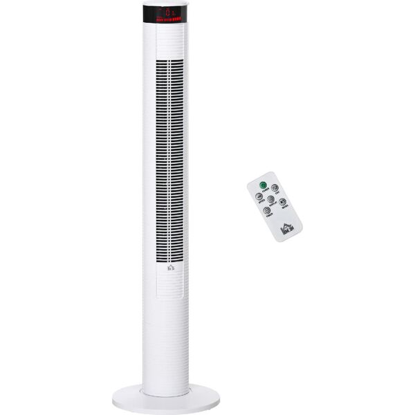 dechome 051v90wt824 ventilatore a colonna torre senza pale 3 velocità timer 12h pannello led e telecomandocolore bianco - 051v90wt824