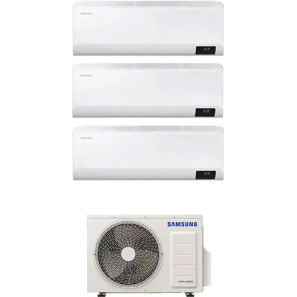 samsung ar07txcaawk + 2 x ar09cxcaawk + aj068txj3kg climatizzatore trial split inverter 7000 + 9000 + 9000 btu condizionatore con pompa di calore classe a++/a+ gas r32 wifi (unità interna + unità esterna) - ar07txcaawk + 2 x ar09cxcaawk + aj068txj3kg wind