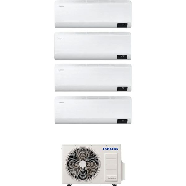 samsung 4 x ar09txeaawk + aj080txj4kg climatizzatore quadri split inverter 9000 + 9000 + 9000 + 9000 btu condizionatore con pompa di calore classe a++/a+ gas r32 wifi (unità interna + unità esterna) - 4 x ar09txeaawk + aj080txj4kg windfree avant