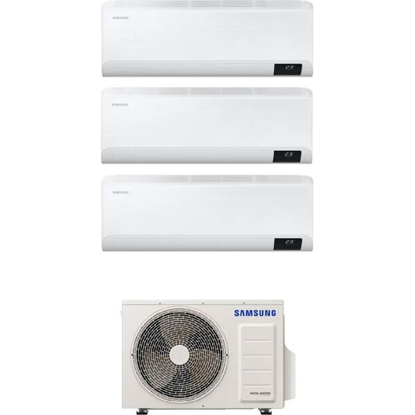 samsung 3 x ar09txfyawk + aj068txj3kg climatizzatore trial split inverter 9000 + 9000 + 9000 btu condizionatore con pompa di calore classe a++/a+ gas r32 wifi (unità interna + unità esterna) - 3 x ar09txfyawk + aj068txj3kg cebu