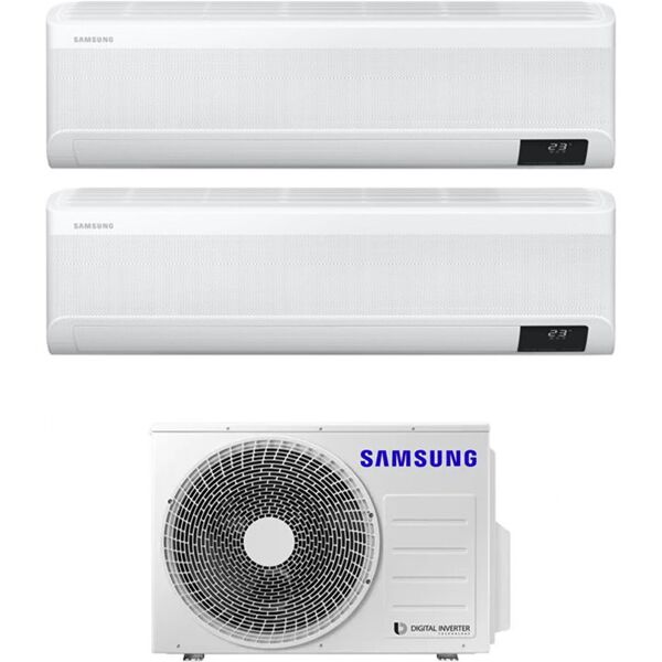 samsung ar09txeaawk + ar18bxeaawk + aj050txj2kg climatizzatore dual split inverter 9000 + 18000 btu condizionatore con pompa di calore classe a+++/a++ gas r32 wifi (unità interna + unità esterna) - ar09txeaawk + ar18bxeaawk + aj050txj2kg windfree avant