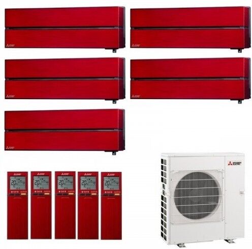 Mitsubishi Penta Split 9+9+9+9+12 Rosso Rubino MXZ-5F102VF Condizionatore Kirigamine Style 2.5+2.5+2.5+2.5+3.5 kW R-32 WiFi