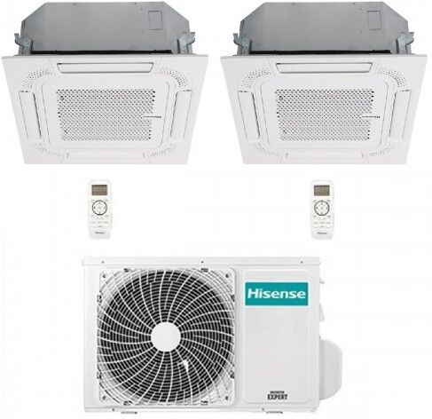 Hisense Climatizzatore Dual Split Cassetta 60x60 12000+12000 Btu 3AMW62U4RJC ACT35UR4RCC8 ACT35UR4RCC8 R-32 WiFi Opz 3.5+3.5 kW