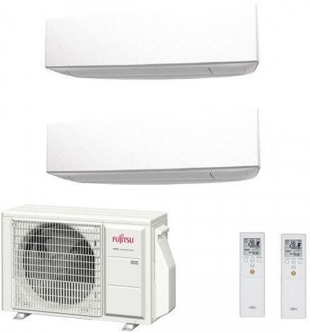 Fujitsu Dual Split KE Bianco WiFi 7+12 Btu AOYG14KBTA2 ASYG07KETF ASYG12KETF Condizionatore Parete R-32 2.0+3.5 kW Inverter