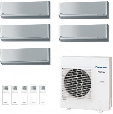 Panasonic Penta Split 7+7+7+7+9 CU-5Z90TBE Parete Serie XZ Etherea WiFi Condizionatore 2.0+2.0+2.0+2.0+2.5 kW Argento