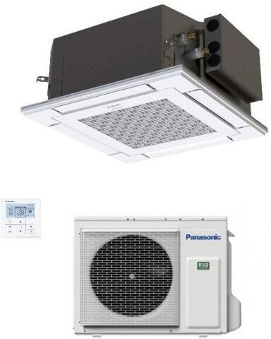 Panasonic Mono Split Cassetta 12000 Btu 3.5 kW S-36PY3E U-36PZ3E5 Condizionatore 60 x 60 4 vie Bianco WiFi Opzionale R-32