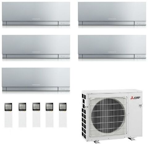 Mitsubishi Penta Split 9+9+9+9+18 Argento MXZ-5F102VF2 Condizionatore Kirigamine ZEN 2.5+2.5+2.5+2.5+5.0 kW R-32 WiFi