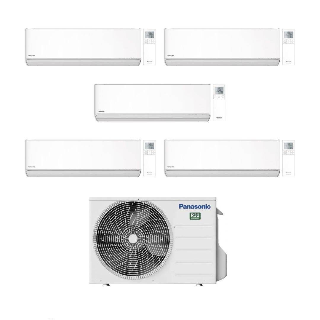 Panasonic Climatizzatore Penta Split Etherea White 9+9+9+9+9 con CU-5Z90TBE Inverter R-32 Wi-Fi Classe A++