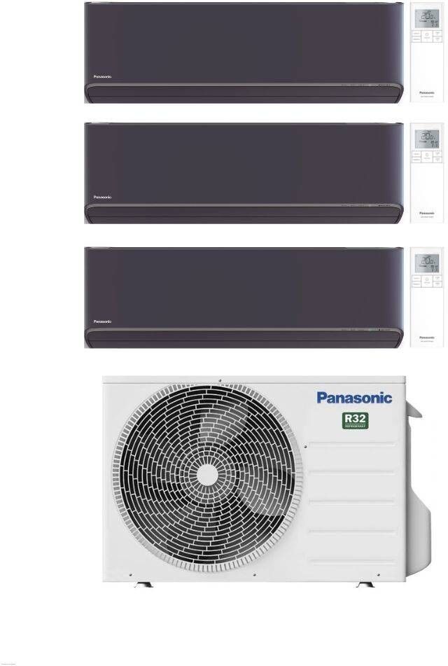 Panasonic Climatizzatore Trial Split Serie Etherea Dark 9+9+9 con CU-3Z52TBE Inverter R-32 Wi-Fi Classe A++