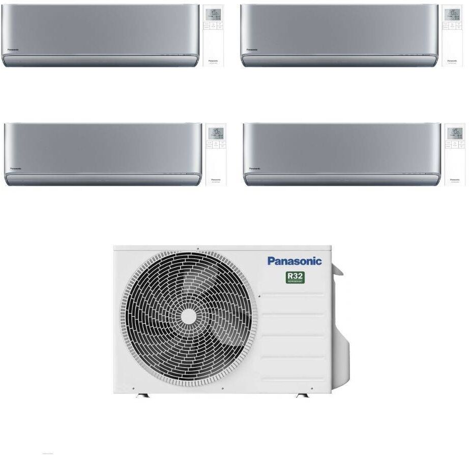 Panasonic Climatizzatore Quadri Split Etherea Silver 9+9+12+18 con CU-5Z90TBE Inverter R-32 Wi-Fi Classe A++