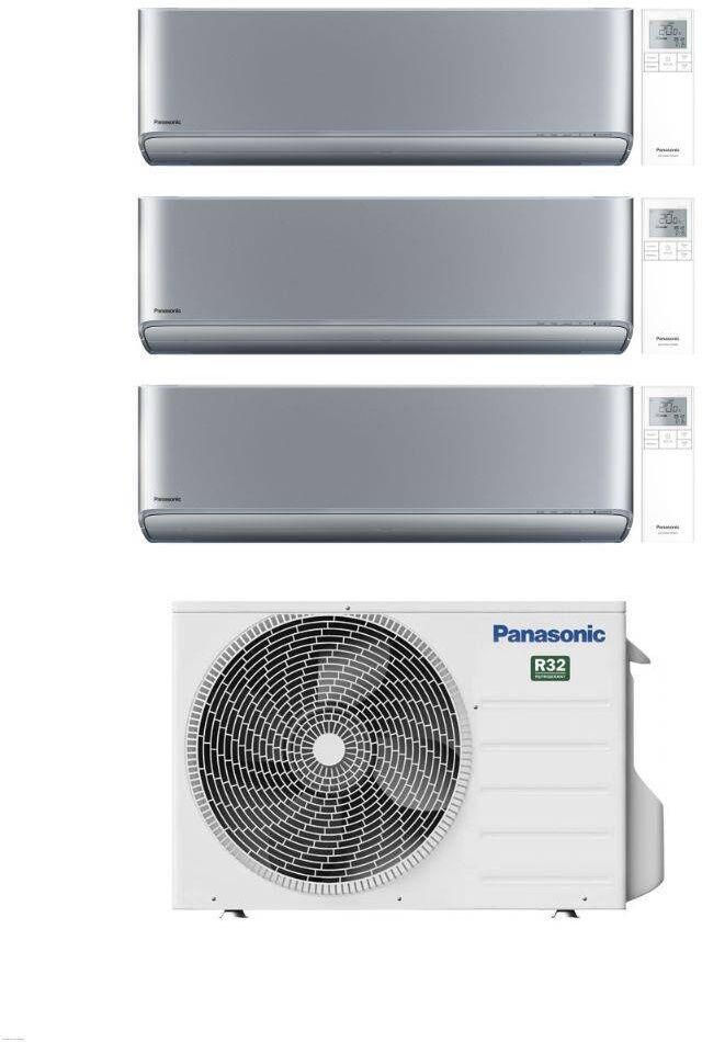 Panasonic Climatizzatore Trial Split Etherea Silver 9+9+9 Con CU-3Z68TBE Inverter R-32 Wi-Fi Classe A++