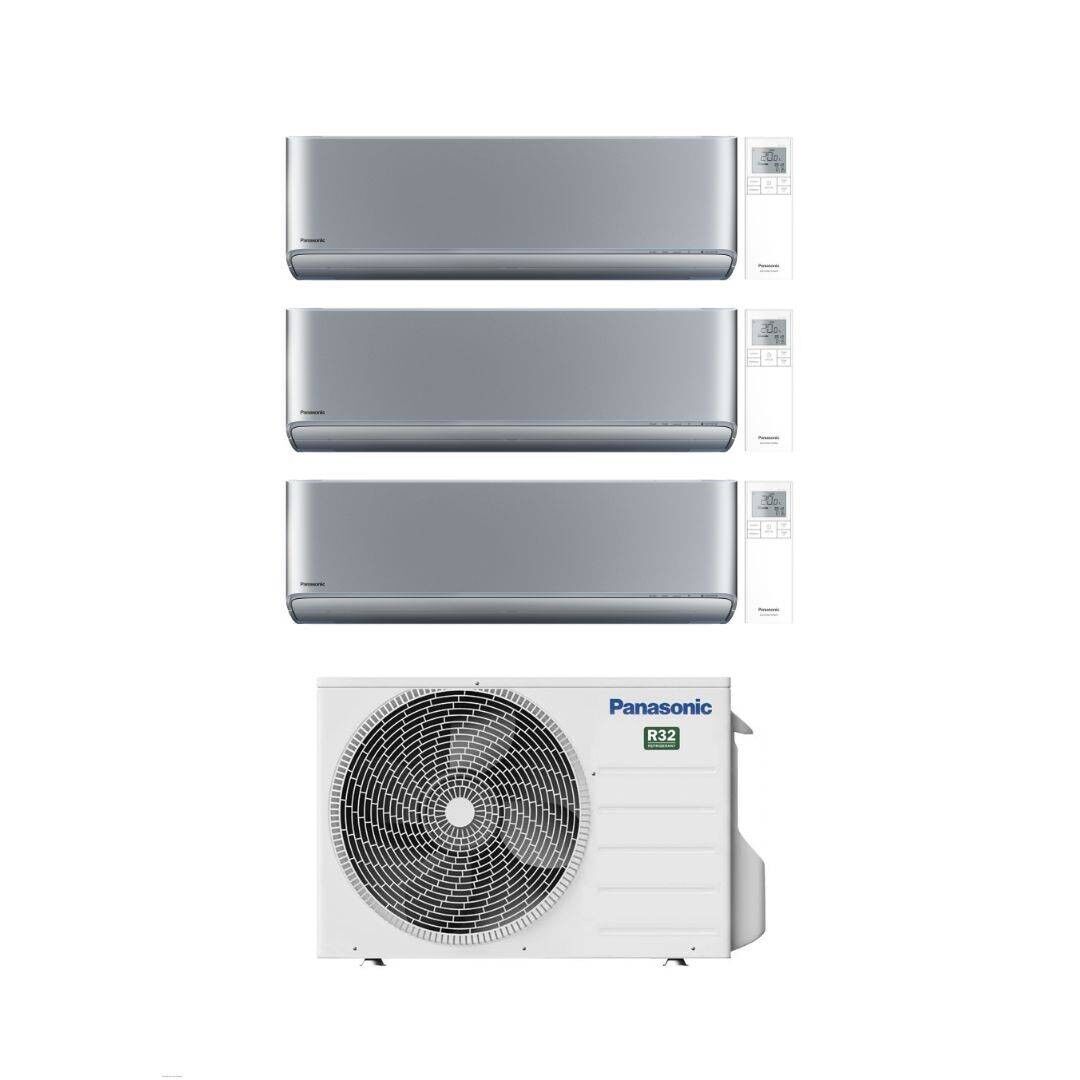 Panasonic Climatizzatore Trial Split Etherea Silver 9+9+9 Con CU-3Z52TBE Inverter R-32 Wi-Fi Classe A++