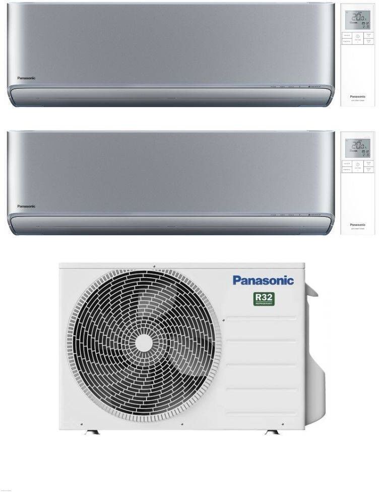 Panasonic Climatizzatore Dual Split Etherea Silver 9+12 con CU-2Z41TBE Inverter R-32 Wi-Fi Classe A++