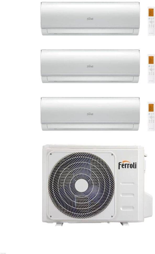 Ferroli Climatizzatore Trial split Giada M 9+9+12 con 2CP001RF-27-3 R 32 Inverter Wi-Fi Classe A++