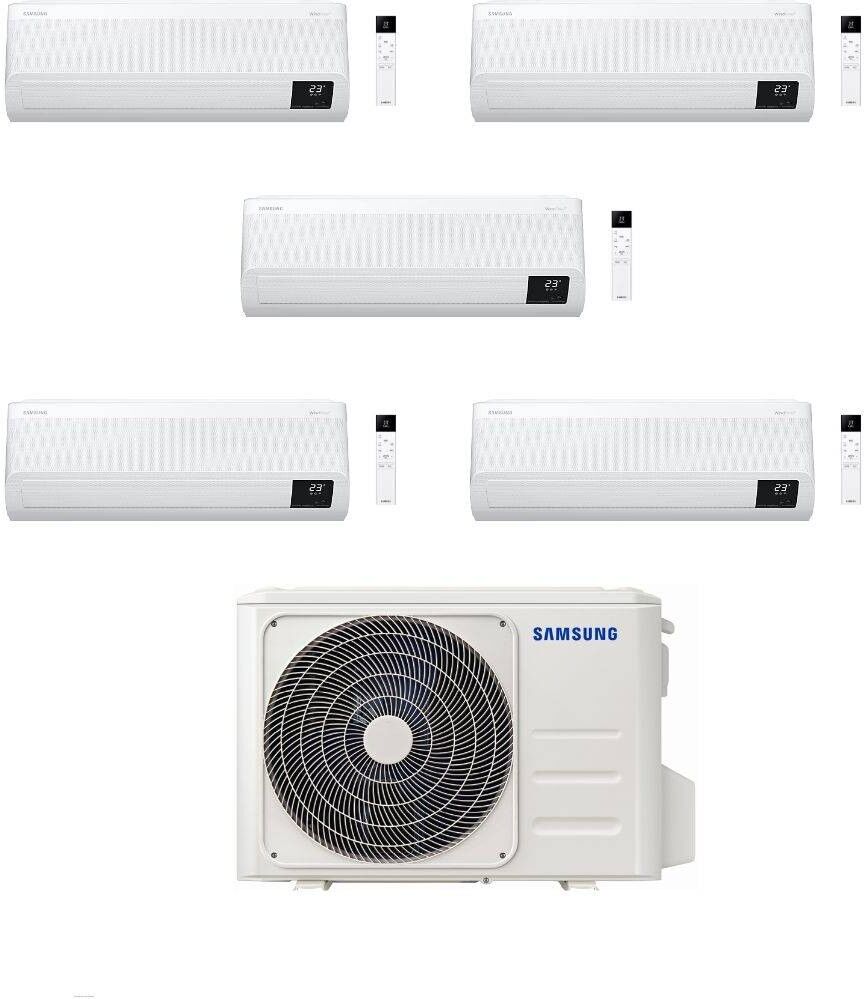 Samsung Climatizzatore Penta Split Windfree Elite 9+9+9+9+9 con AJ100TXJ5KG/EU Inverter R-32 Wi-Fi Classe A+++