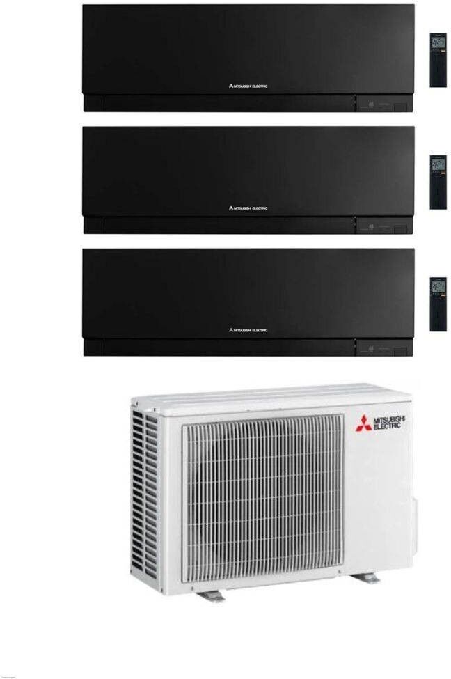 Mitsubishi Climatizzatore Trial Split Linea Kirigamine Zen MSZ-EF Nero 9+9+9 con MXZ-3F54VF Inverter R-32 Wi-Fi Classe A+++