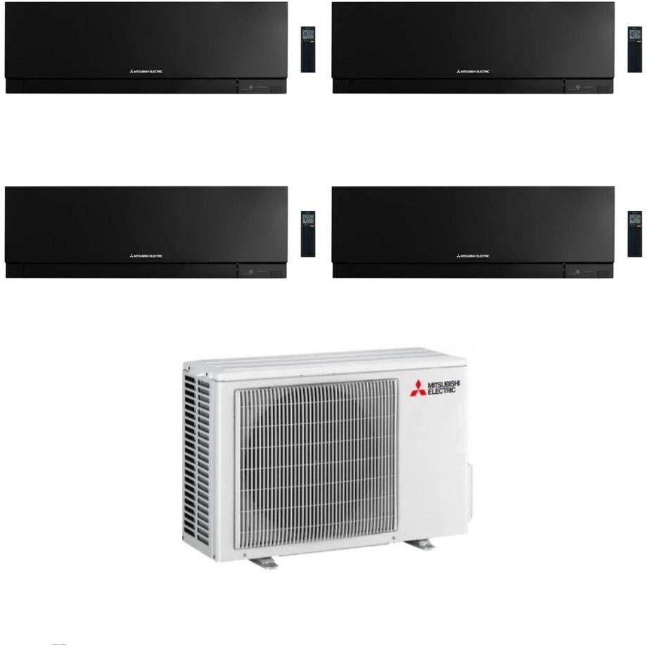 Mitsubishi Climatizzatore Quadri Split Kirigamine Zen MSZ-EF Nero 9+9+12+12 con MXZ-4F72VF Inverter R-32 Wi-Fi Classe A++