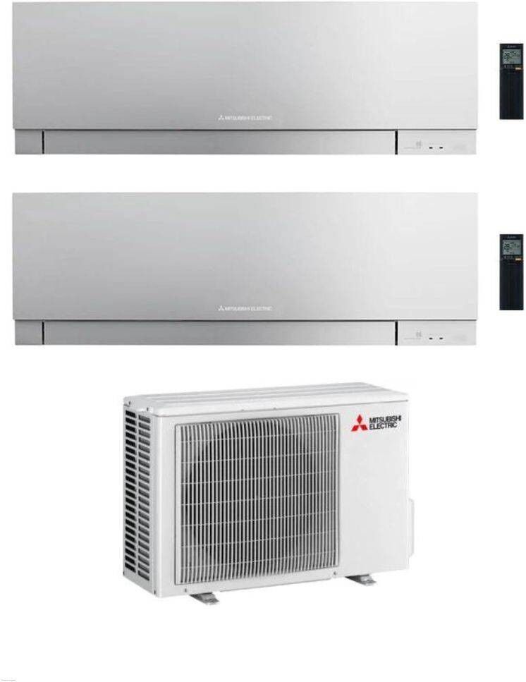 Mitsubishi Climatizzatore Dual Split Linea Kirigamine Zen MSZ-EF Silver 9+9 con MXZ-2F42VF3 Inverter R-32 Wi-Fi Classe A+++