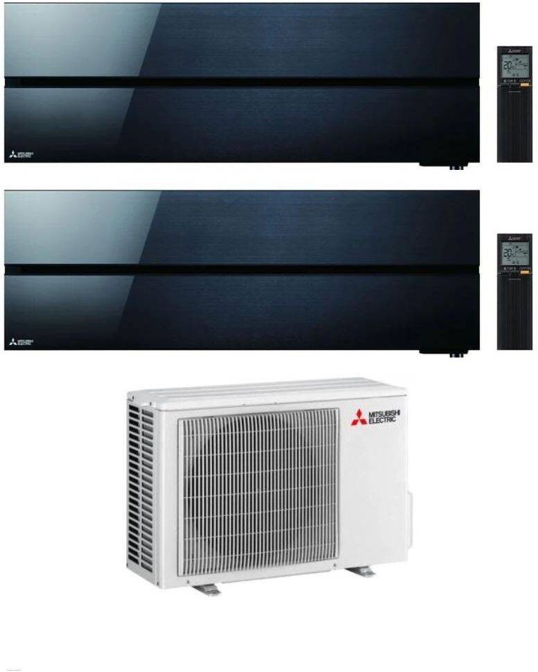 Mitsubishi Climatizzatore Dual Split Kirigamine MSZ-LN Nero 12+12 con MXZ-2F53VF3 Inverter R-32 Wi-Fi Classe A+++