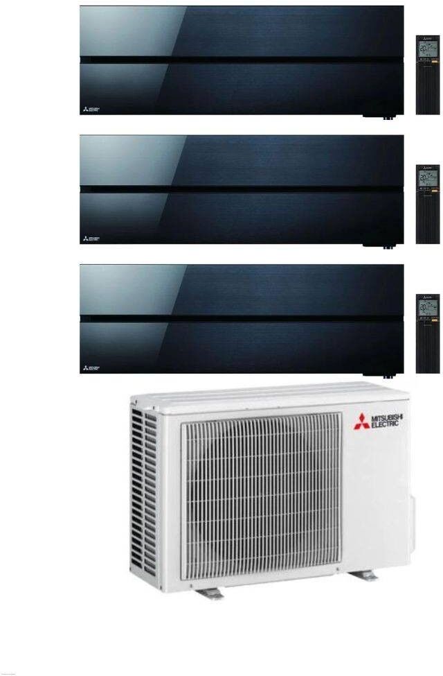 Mitsubishi Climatizzatore Trial Split Kirigamine MSZ-LN Nero 9+9+9 con MXZ-3F54VF3 Inverter R-32 Wi-Fi Classe A+++